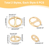 12Pcs 2 Style 304 Stainless Steel Links Connectors, Oval, Golden, 17~22x10.5~18x2.5~3mm, hole: 5~8x5~10.5mm, 6pcs/style