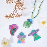 20Pcs 5 Style Alien Theme Colorful Acrylic Pendants, Mouth with Alien & UFO & Magic Cube, Mixed Color, 37~44.5x29~45.5x2~2.5mm, Hole: 1.5~2mm, 4pcs/style