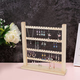 4-Tier Wooden Earring Display Organizer Holder, Detachable Earring Display Stand Jewelry Tower for Earrings Storage, Wheat, Finish Product: 36x7.8x37cm