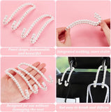 2Pcs Multi-Function Alloy Hook Hangers, with ABS Plastic Pearl Beads & Glass Crystal Rhinestones, for Home, Car Seat Storage Organizer, Silver, 115x39x7.5mm