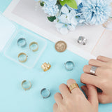 10Pcs 10 Style 304 Stainless Steel Open Cuff Ring Components, Loop Ring Base, Golden & Stainless Steel Color, Hole: 1.8~2mm, US Size 7(17.3mm), 1Pc/style