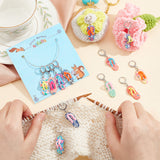 12Pcs 12 Colors Handmade Polymer Clay Sandy Beach Shoe Locking Stitch Marker, with 304 Stainless Steel Leverback Earring Hooks, Steel Memory Wire and Plastic Ear Nuts, Mixed Color, 48mm, Pin: 0.5x0.7mm, 1Pc/style