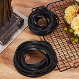 Flat Cowhide Leather Cord, for Jewelry Making, Black, 7x4mm