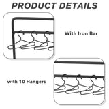 Iron Doll Clothes Rack & Hangers, for Dollhouse Furniture Accessories, Black, Rack: 150x70x120mm, 1pc, Hanger: 24x40x3mm, 10pcs