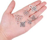 Tibetan Style Alloy Chinese Knot Pendants, Antique Silver, 10pcs/kind, 60pcs/box