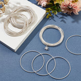 40 Strands Spring Bracelets, Minimalist Bracelets, Steel French Wire Gimp Wire, for Stackable Wearing, Silver, 0.2cm, Inner Diameter: 2-1/4 inch(5.85cm)
