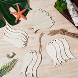 Animal Theme Unfinished Blank Wooden Pendants Set for Painting Arts, Pyrography, Home Decor, with Jute Cord, Fish, 10.1x3.5x0.2cm, Hole: 4mm, 20pcs