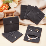 Square Velvet Jewelry Bags, with Snap Fastener, Black, 10x10x1cm