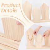 Bust Shaped Wood Jewelry Display Stands with 3-Slot Base, Jewelry Organizer Holder for Necklaces, Rings Storage, Blanched Almond, 40x23x28.5cm