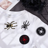 4Pcs 4 Styles Halloween Spider Pattern Polyester Embroidered Iron on Cloth Patches, Applique Patch, Sewing Craft Decoration, Black, 63~88x43~55x1~1.5mm, 1pc/style