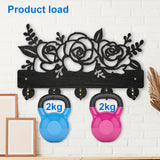 Wood & Iron Wall Mounted Hook Hangers, Decorative Organizer Rack, with 2Pcs Screws, 5 Hooks for Bag Clothes Key Scarf Hanging Holder, Flower, 177x300x7mm