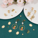 40Pcs 201 Stainless Steel Stud Earring Findings, with 304 Stainless Steel Pin & Hole & Friction Ear Nuts, Oval, Real 24K Gold Plated, 15x11mm, Hole: 1.8mm, Pin: 0.7mm