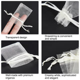 100Pcs Organza Gift Bags with Drawstring, Jewelry Pouches, Wedding Party Christmas Favor Gift Bags, Creamy White, 7x5cm