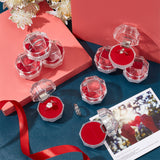 40Pcs Octagon Transparent Plastic Ring Boxes, Jewelry Box, Red, 3.8x3.8x3.8cm