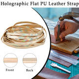 4.6~5M Laser Flat Imitation Leather Cord, Rainbow Color Cord for Clothes Decor, Gold, 5x0.8mm, about 4.6~5m/Roll