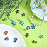 48Pcs 8 Colors Alloy Enamel Connector Charms, Platinum, Sea Turtle, Mixed Color, 24x18x2mm, Hole: 1.8mm, 6pcs/color