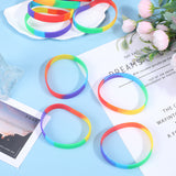 Rainbow Pride Silicone Cord Bracelet, Plain Wristband for Men Women, Colorful, Inner Diameter: 2-1/2 inch(6.5cm)