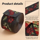 7M Flat Ethnic Style Polyester Jacquard Flower Ribbon, for Clothing Sewing, Dark Red, 2 inch(50mm), about 7.66 Yards(7m)/Roll