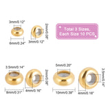 30Pcs 3 Style Bead Sets, Including 202 Stainless Steel Stopper Beads, Golden & Stainless Steel Color, 10pcs/style