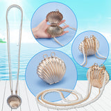 Natural Shell & Alloy Starfish Charm Bracelet & Bib Necklace & Adjustable Ring & Dangle Stud Earrings & Aligator Hair Clip & Mini Crossbody Bags, Ocean Theme Jewelry Set for Women, Golden, 7Pcs/bag