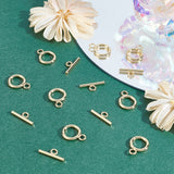 Brass Toggle Clasps, Long-Lasting Plated, Ring, Real 18K Gold Plated, Bar: 7x18.5x2.1mm, Hole: 2.7mm, Ring: 18x13.2x2.2mm, Hole: 2.7mm, 15sets/box