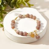 1 Strand Round Natural Sunstone Beads Strands, 8mm, Hole: 1mm, about 47pcs/strand, 15.0 inch