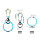 10Pcs Alloy Swivel Clasps, Key Clasps and 10Pcs Ion Plating(IP) 304 Stainless Steel Split Key Rings, Mixed Color, 2 Style