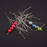 304 Stainless Steel Eye Pins/Head Pins/Ball Head pins, Stainless Steel Color, 7.4x7.2x1.7cm