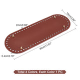 4Pcs 4 Colors PU Leather Oval Long Bag Bottom, for Knitting Bag, Women Bags Handmade DIY Accessories, Mixed Color, 30x10x0.4cm, Hole: 4.5mm, 1pc/color