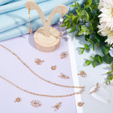 20Pcs 5 Styles Brass Micro Pave Clear Cubic Zirconia Pendants, Long-Lasting Plated, Flower & Branch & Leaves Charm, Light Gold, 12.5~28x9~14x2~3.5mm, Hole: 1.2~1.6mm, 4pcs/style