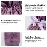 Velvet Jewelry Bags with Drawstring & Plastic Imitation Pearl, Velvet Cloth Gift Pouches, Medium Purple, 13.2x14x0.4cm