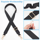 Adjustable Canvas Bag Handles, with Alloy Swivel Clasps, for Laptop Bag Straps Replacement Accessories, Black, 108x4.35x0.1cm