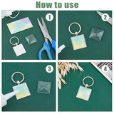 DIY Blank Square Keychain Making Kit, Including Zinc Alloy Keychain Cabochon Settings with Iron Split Key Rings, Glass Cabochons, Platinum, 30Pcs/set