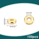 Brass Spacer Beads, Flat Round, Real 18K Gold Plated, 6x1.5mm, Hole: 2mm, 150pcs/box