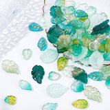 100Pcs 10 Style Transparent Glass Pendants, Strawberry Leaf, Mixed Color, 10pcs/style