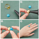 DIY Finger Ring Making Kit, Including Adjustable Brass Pad Ring Findings, Nautral & Synthetic Mixed Gemstone Cabochons, Golden, Settings: 20pcs/set