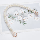 Plastic Imitation Pearl Beaded 3 Rows Bag Straps, with Alloy Spring Gate Ring, Light Gold, 44.3x1.4x1.4cm
