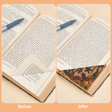 6Pcs 6 Styles Cork Bookmarks, PU Leather Embroidery Bookmark, Corner Page Marker, Square, Flower, 9.5x9.5x0.25cm, 1pc/style