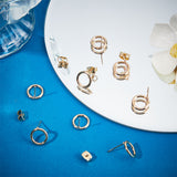 20Pcs Long-Lasting Plated Brass Circle Ring Stud Earrings for Women, Real 18K Gold Plated, 10x1.5mm, Pin: 0.7mm