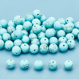 2 Strands Natural Howlite Beads Strands, Frosted, Round, Dyed & Heated, 8mm, Hole: 1mm, about 47pcs/strand, 15.5 inch