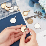 DIY Blank Dome Flat Round Pendant Making Kit, Including 304 Stainless Steel Pendant Cabochon Settings, Glass Cabochons, Golden & Stainless Steel Color, 24Pcs/box