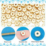 150Pcs Brass Spacer Beads, Nickel Free, Flat Round, Real 18K Gold Plated, 7x1.5mm, Hole: 2mm