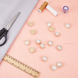 15Pcs Alloy Shank Buttons, with ABS Plastic Imitation Pearl Beads, Heart, Seashell Color, 21.5x22.5x11mm, Hole: 2.5mm