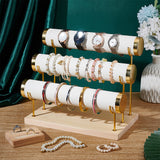 PU Leather Detachable Bracelet Display Stands, Jewelry Towers with Three Tier Racks, Wood with Iron Display Organizer, White, Finished Product: 29x16x24cm