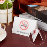 Acrylic Hotel Resturant Table Warning Signs, NO SMOKING, White, 70x103.5x59.5mm