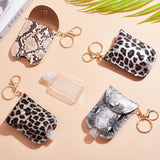 4Pcs 4 Styles Leopard Print & Snakeskin Pattern Plastic Hand Sanitizer Bottle with PU Leather Cover, Portable Travel Squeeze Bottle Keychain Holder, Mixed Color, 15.5cm, Capacity: 30ml(1.01fl. oz), 1pc/style