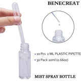 PET Plastic Refillable Lotion Perfume Pump Spray Bottle and 2ml Disposable Plastic Dropper, Transfer Graduated Pipettes, Clear, 9.35x2.4cm