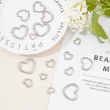 304 Stainless Steel Linking Rings, Heart, Stainless Steel Color, 28.5x32x2.5mm, Inner Diameter: 17x24mm, 16pcs/box