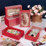 Transparent PVC Window Drawer Display Boxes with Paper Packing Box, Rectangle, for Party Favor Treats, Jewelry Crafts, Red, 17.2x10.2x4.2cm, Inner Diameter: 15x8x4cm