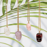12Pcs Natural Gemstone Pendants, with Golden Plated Copper Wire Wrapped, Nuggets, 32~40x15~22mm, Hole: 3mm